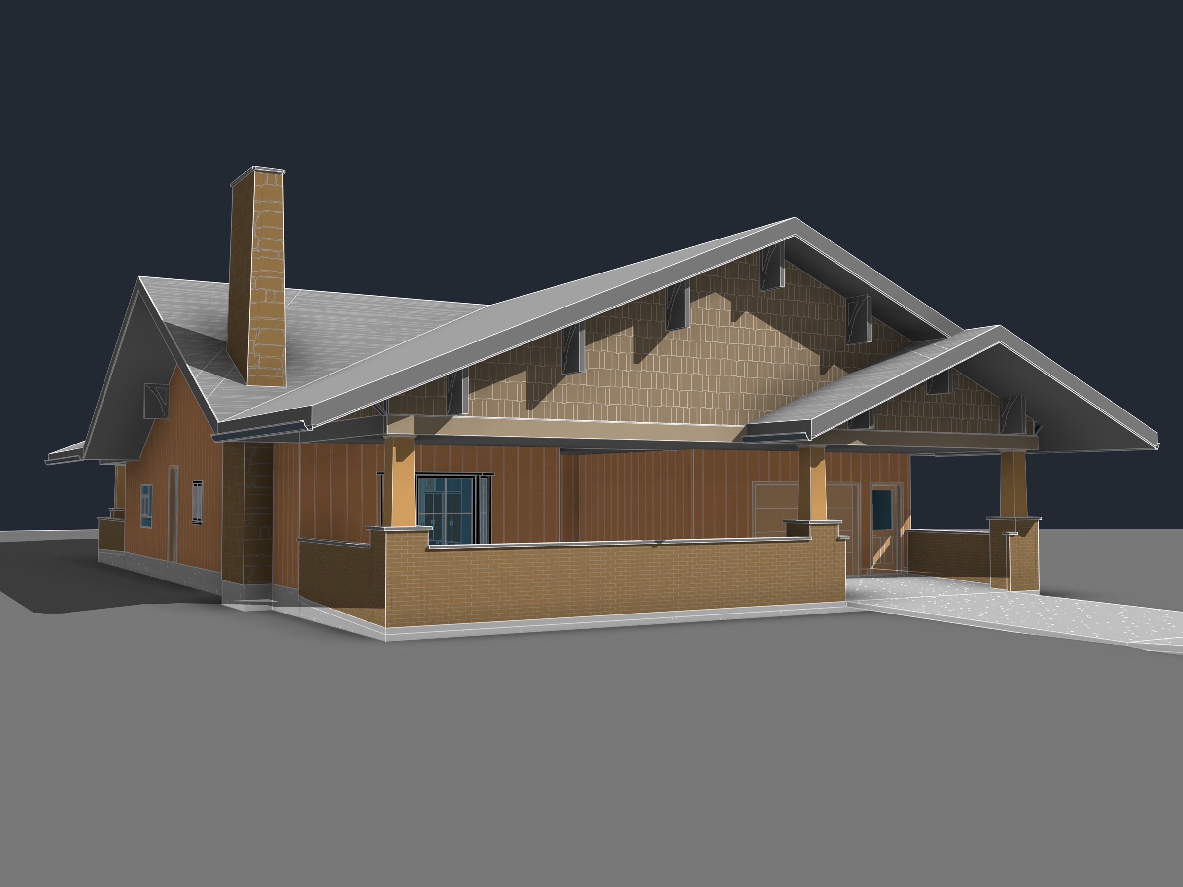 Original Revit exterior model of Groundline Residence