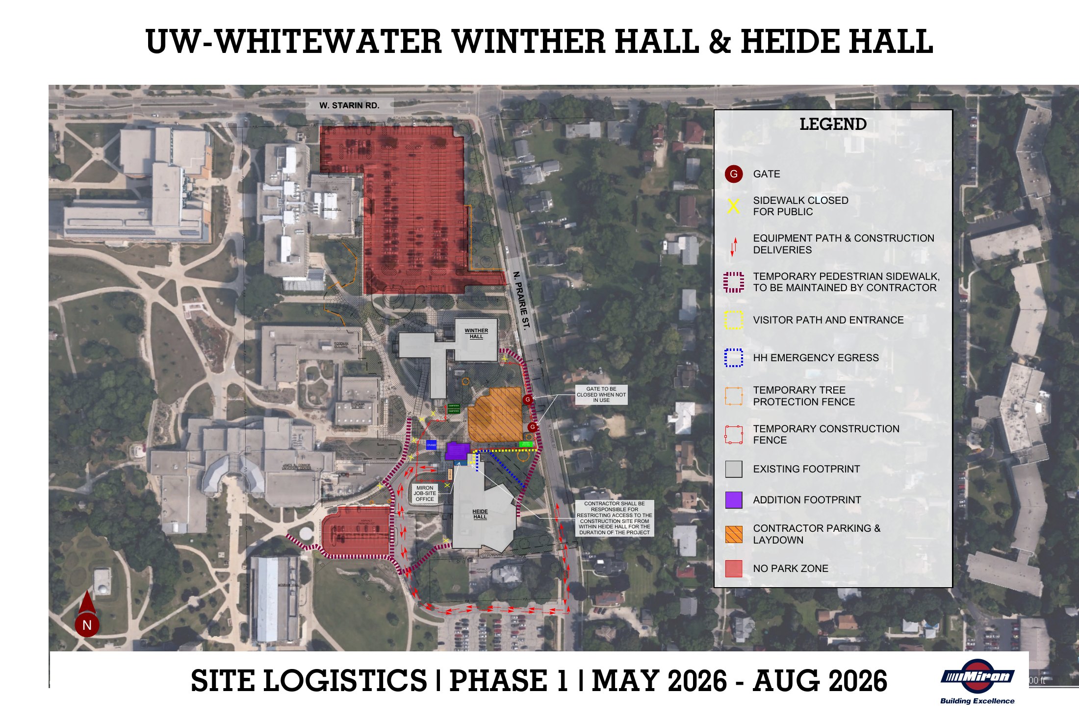 UW–Whitewater · Winther & Heide Hall · Bluebeam site logistics plan
