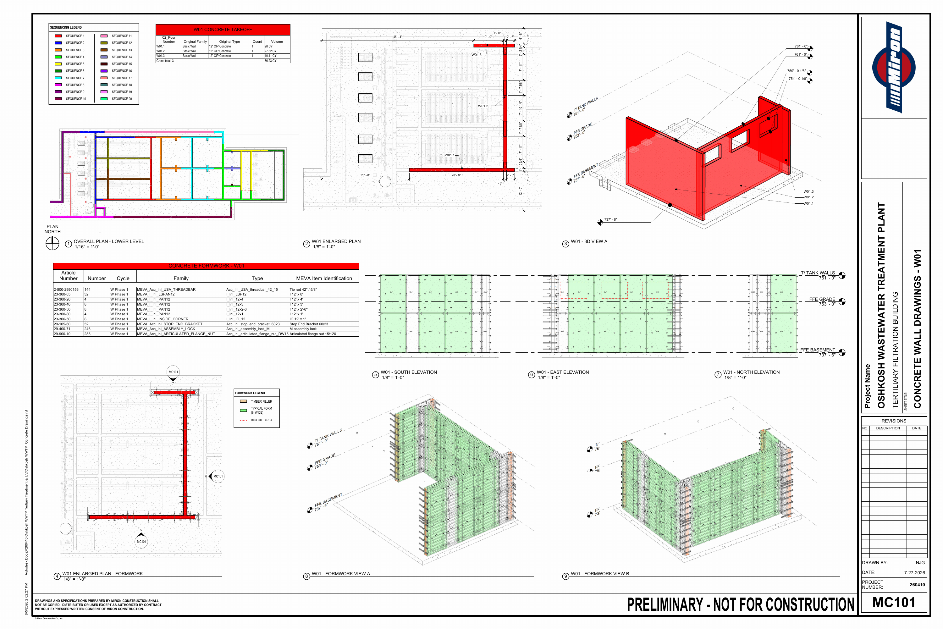 Oshkosh WWTP preliminary concrete wall and formwork sheet